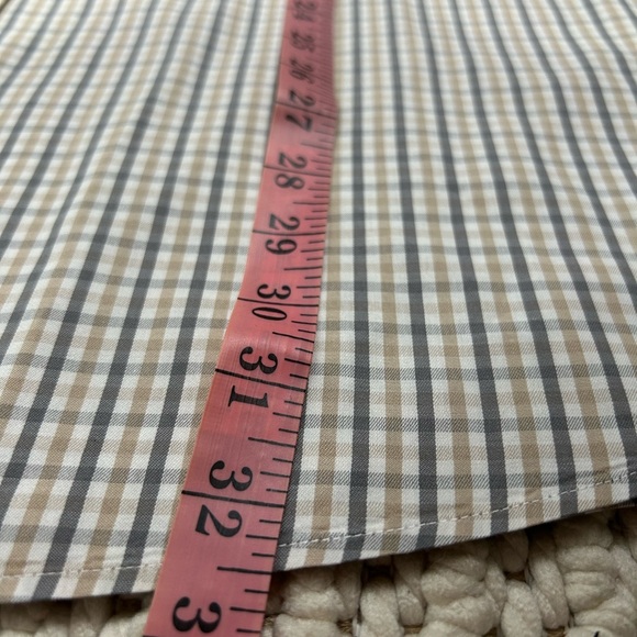 Michael Kors Men's Plaid Shirt Dress shirt- Tan and Blue Tall 17.5 /38 /39 - Picture 5 of 7